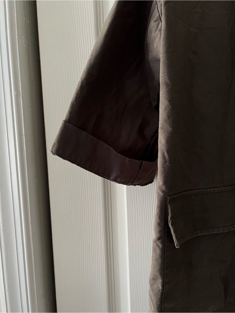LIKE NEW! — Eileen Fisher Brown Utility Jacket - Relaxed 3/4” Sleeve Coat - Picture 4 of 7